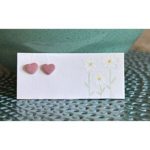 From my “Tinys‎ Collection” Pink Matte Hearts Earrings Posts